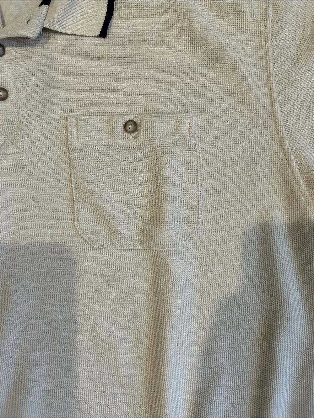 Knightsbridge Polo Shirt Mens Extra Large Beige Short Sleeve Pocket Vintage